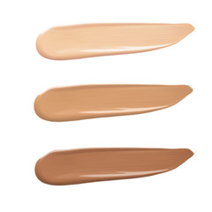 Cosmetic Foundation of different skin tones. Isolate for catalog and magazine design. Makeup base.