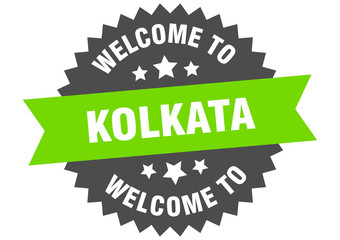 Kolkata sign. welcome to Kolkata green sticker