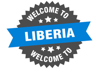 Liberia sign. welcome to Liberia blue sticker