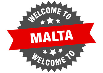 Malta sign. welcome to Malta red sticker