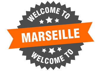 Marseille sign. welcome to Marseille orange sticker