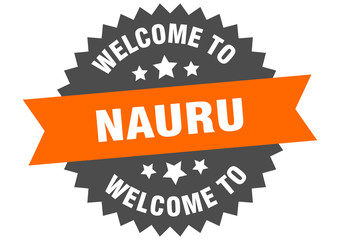 Nauru sign. welcome to Nauru orange sticker