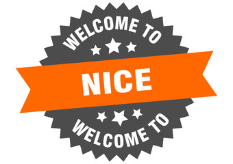 Nice sign. welcome to Nice orange sticker