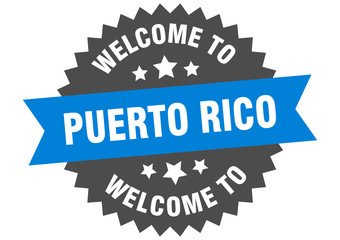 Puerto Rico sign. welcome to Puerto Rico blue sticker