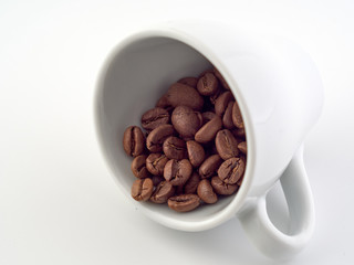 Close up of roasted black coffee beans
