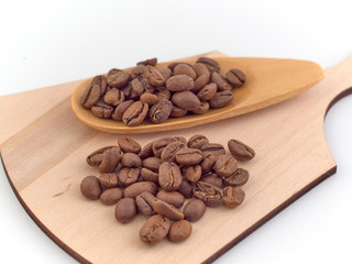 Close up of roasted black coffee beans