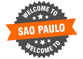 Sao Paulo sign. welcome to Sao Paulo orange sticker