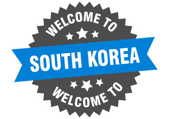 South Korea sign. welcome to South Korea blue sticker