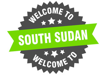 South Sudan sign. welcome to South Sudan green sticker