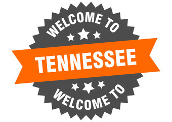 Tennessee sign. welcome to Tennessee orange sticker