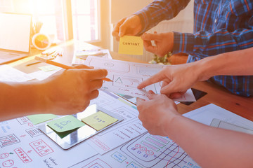 Soft Focus,A team of UI / UX web designers are working together to develop a mobile responsive...