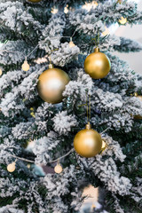 Christmas Trees with Christmas Balls in a Shopping Mall