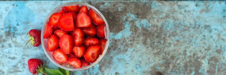 strawberry dessert - delicious fruit food, vitamins, menu concept. food background. copy space