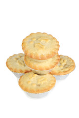 pile of mincemeat pies with sugar on white background