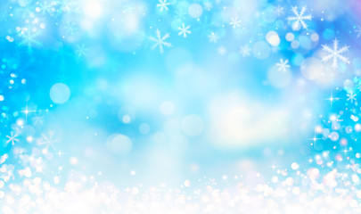 Fototapeta na wymiar beautiful Christmas blue background with snow. 