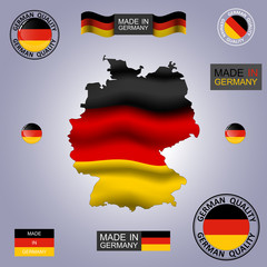 Germany quality logo.Set of design German flag in map quality label icon. Vector illustration.