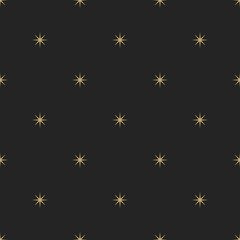 Seamless retro pattern with stars. Dark and gold texture. Repeating geometric background.
