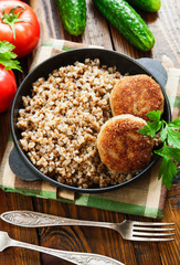 Buckwheat with burgers