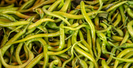 green chili pepper at vegetable market