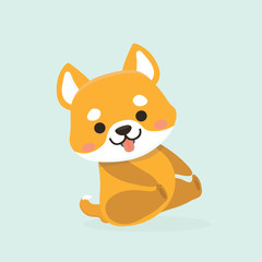 Vector illustration of cute Shiba Inu dog. .