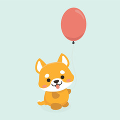 Vector illustration of cute Shiba Inu dog. .