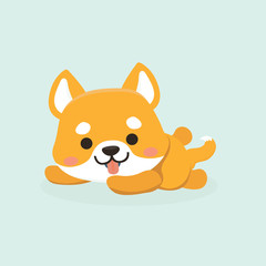 Vector illustration of cute Shiba Inu dog. .