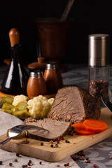 Fresh baked meat on the kitchen table