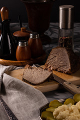 Fresh baked meat on the kitchen table