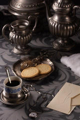 Still life with coffee and a letter in retro style