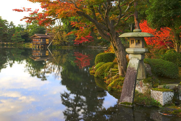 Japanese Garden at Kenrokuen Garden, Kanazawa City, Ishikawa Pref., Japan
