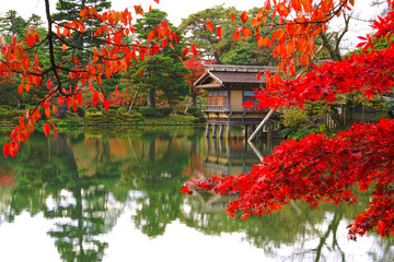 Japanese Garden at Kenrokuen Garden, Kanazawa City, Ishikawa Pref., Japan