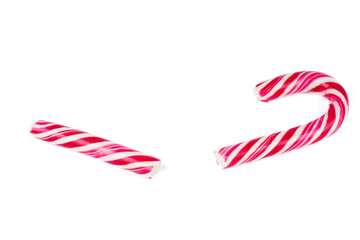 Brocken candy cane isolated on white background