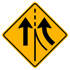 Warning traffic sign merging Right lane,Vector Illustration, Isolate On White Background Label. EPS10