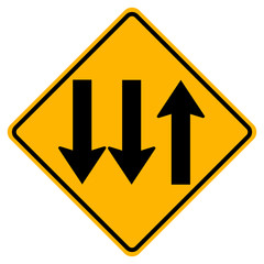 Three Lane Traffic Road Sign,Vector Illustration, Isolate On White Background Label. EPS10