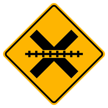 Railway Level Crossing Warning Symbol Sign,Vector Illustration, Isolate On White Background Label. EPS10