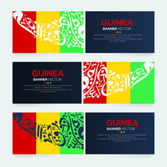 Banner Flag of Guinea ,Contain Random Arabic calligraphy Letters Without specific meaning in English ,Vector illustration