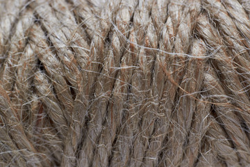 Photo bobbins with thread, rope close-up for texture or background.