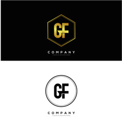 Letter GF circle with hexagon initial logo template vector