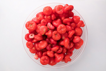 close up little rose apple on white background. rose apple is sweet tropical organic healthy fruit full of vitamins and antioxidant