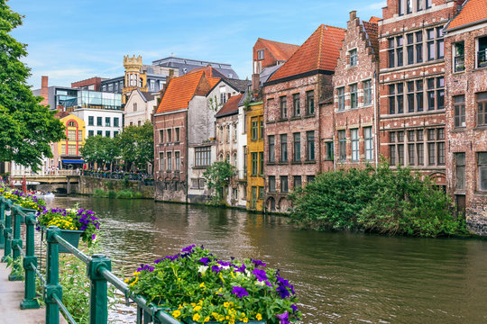 Ghent picturesque canal in Belgium