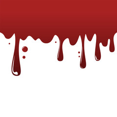Red liquid drip on the wall vector isolated. Blob and drop
