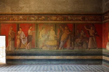 Wandcirkels tuinposter Fresco covers walls of villa of the mysteries in Pompeii (Pompei). © dimamoroz