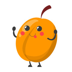 Obraz premium Peach character vector isolated. Happy fruit with a face