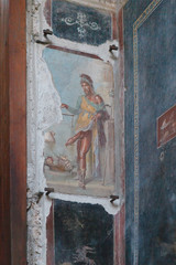 Сomical erotic fresco  in Pompeii (Pompei).