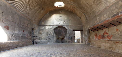 The Terme Centrali (Central Baths) for men (Termi Maschili). Ancient Ercolano (Herculaneum) city...