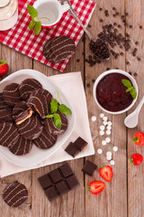 Soft cakes with strawberry.	