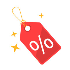 Red tag vector isolated. Discount on christmas sale, coupon