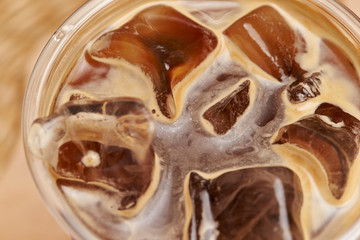 Iced coffee in plastic cup
