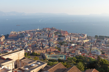 Fototapeta na wymiar Naples city view with sea on background.