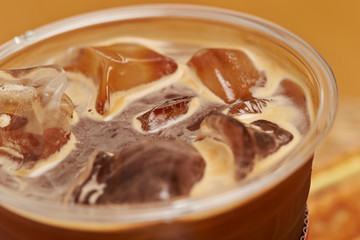 Iced coffee in plastic cup
